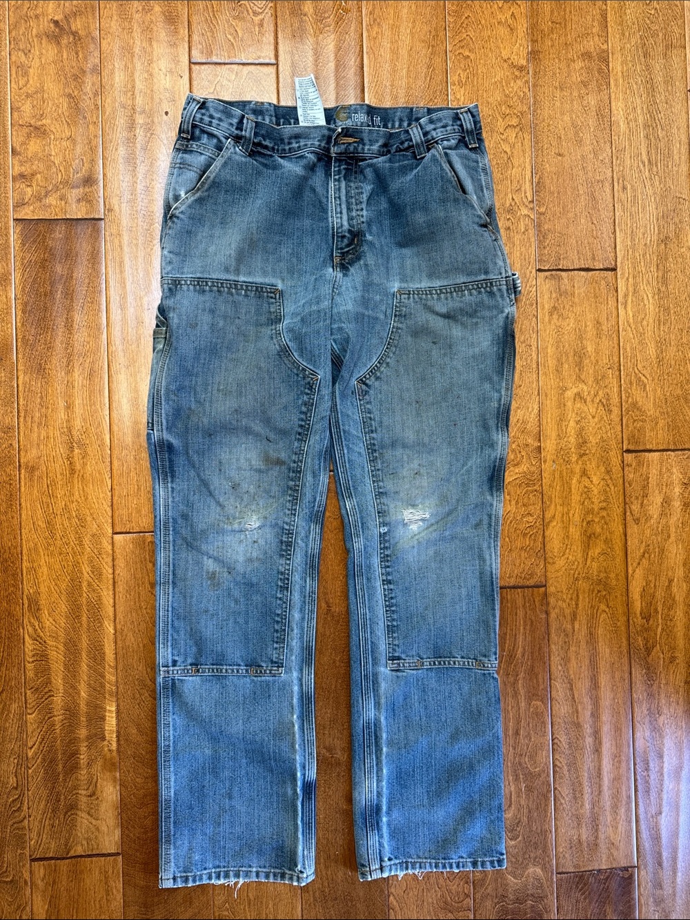 Carhartt Men's Faded Vintage Blue Straight-Leg Work Jeans 36x34